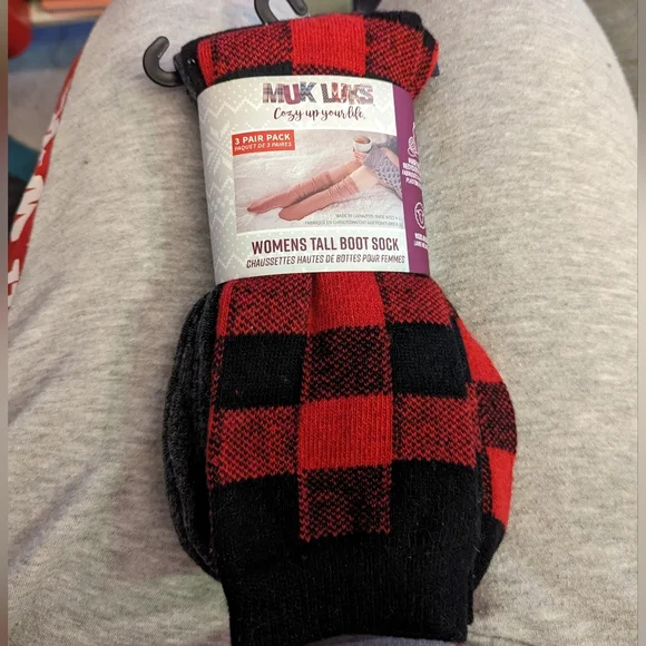 3 for $30 MUK LUKS Women's Tall Boot Socks 3-pack Buffalo Plaid Wool Blend New! - Picture 3 of 3